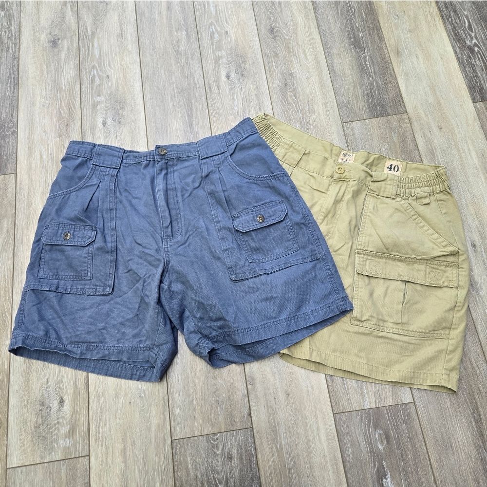 Red Head Men's Shorts 2 Pair Cargo Tan And Blue Size 40